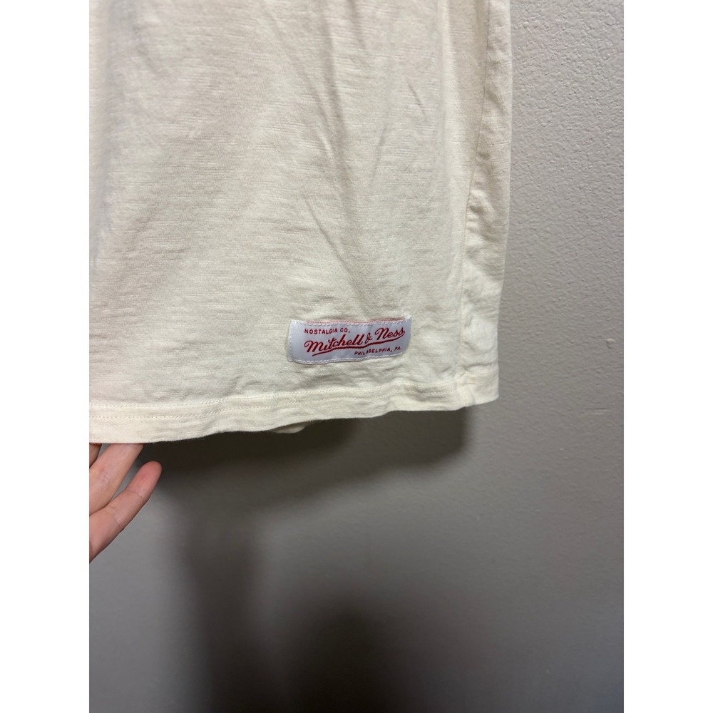 Mitchell & Ness Sporting Goods Embroidered Slub Cotton T-Shirt Cream XL - Picture 7 of 10